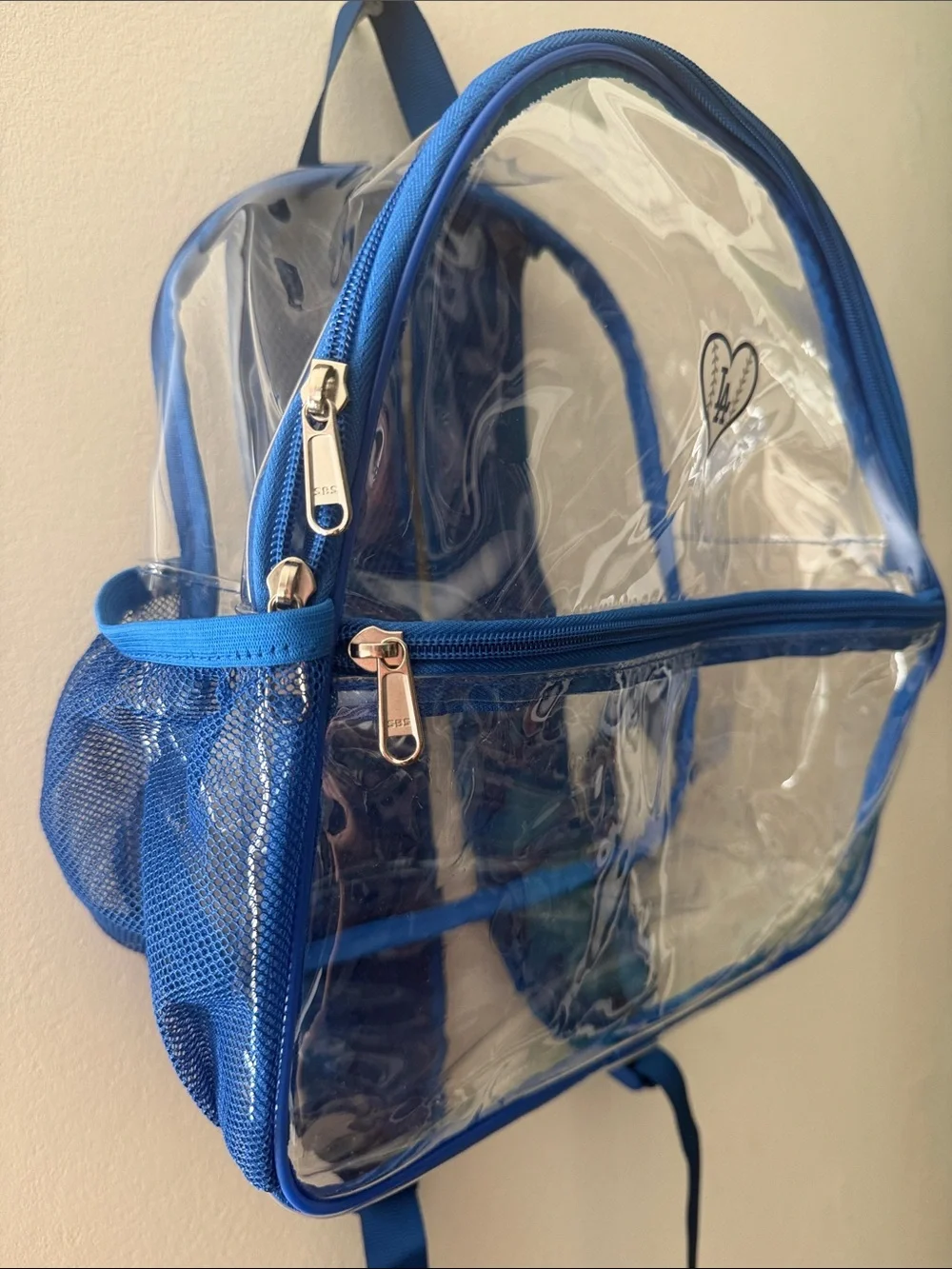 Clear Blue LA Heart Accent Backpack